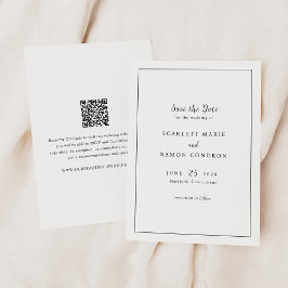 Zeitlose Schwarz-Weiß-QR-Code Elegante Hochzeit Save The Date