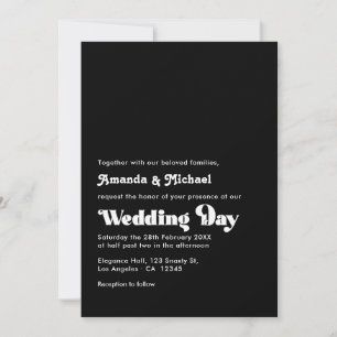 Zeitlose schwarz-weiße Retro-Typografie-Hochzeit Einladung