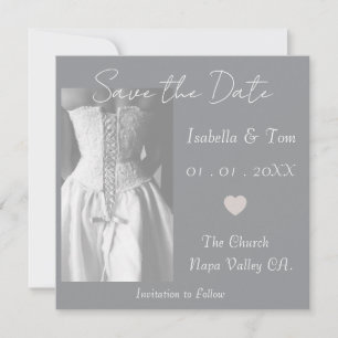 Zeitlose schwarze und weiße elegante minimalistisc save the date