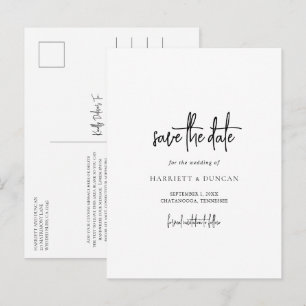 Zeitlose schwarze und weiße Hochzeit - Save-the-Da Ankündigungspostkarte