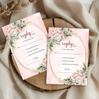 Zeitlose Staubige Pinke Grünzeug Hochzeit RSVP