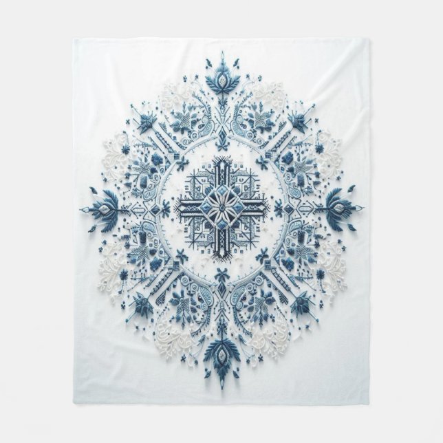 Zeitlose Stickerei #1 Fleecedecke (Vorderseite)