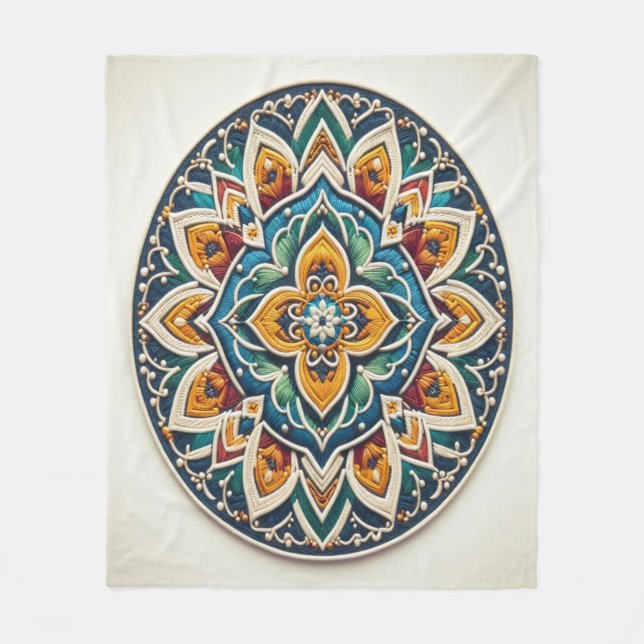 Zeitlose Stickerei #2 Fleecedecke (Vorderseite)