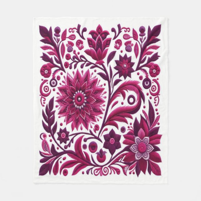 Zeitlose Stickerei #8 Fleecedecke (Vorderseite)