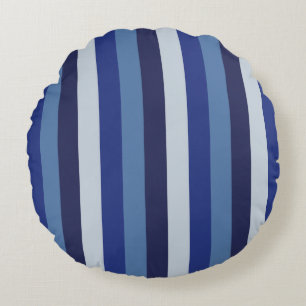 Zeitlose Streifen Navy Blue Rundes Kissen