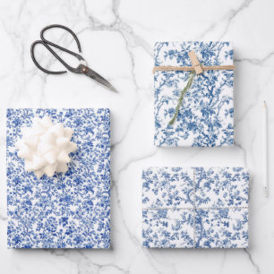 Zeitlose Toile-Blüten 3 Geschenkpapier Set