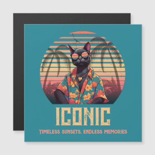 Zeitlose tropische Katze Attitude Magnetkarte