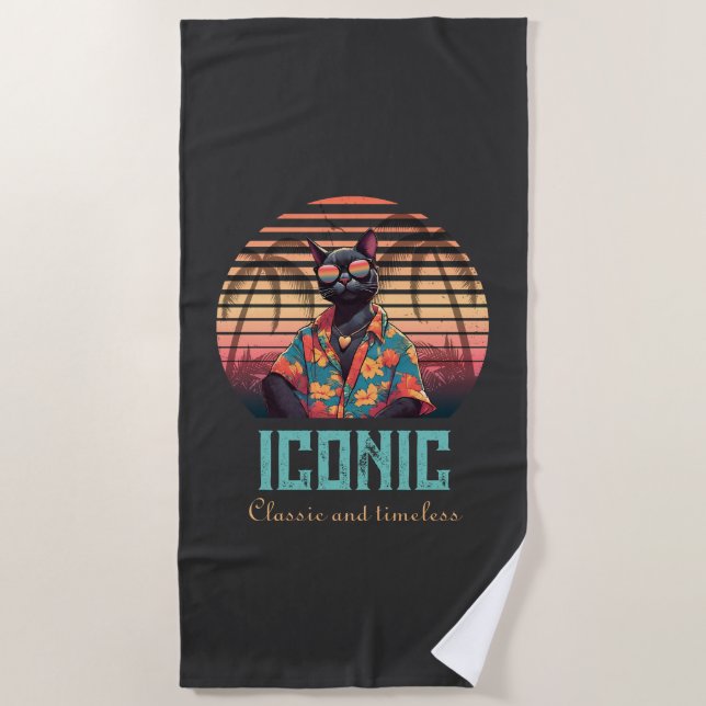 Zeitlose tropische Katzenhöhe Strandtuch (Vorderseite)