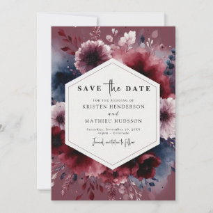 Zeitlose Typografie Burgundy Wedding Save The Date