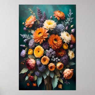 Zeitlose Vintage Blume, klassische Blüte Poster