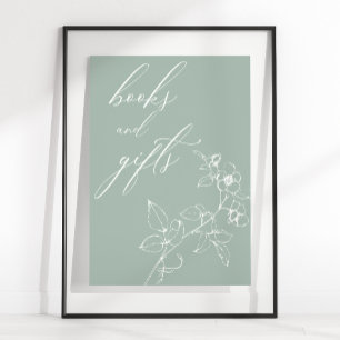 Zeitlose Vintage-Blumen-Baby-Shower-Bücher-Geschen Poster