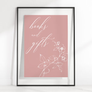 Zeitlose Vintage-Blumen-Babyshower-Bücher-Geschenk Poster