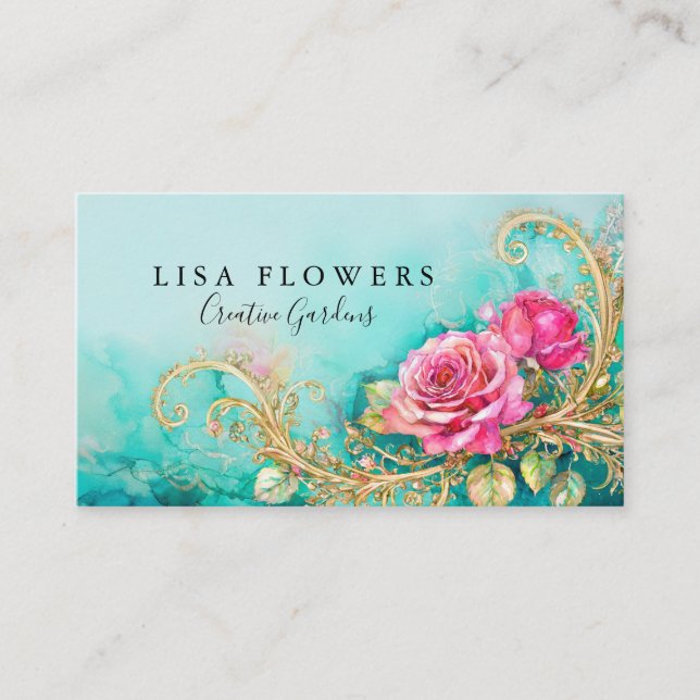 Zeitlose Vintage Rose-Visitenkarten Visitenkarte (Vorderseite)