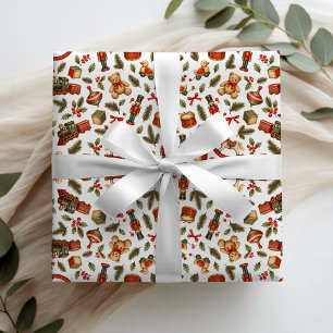 Zeitlose Vintage-Storybook-Weihnachtsnostalgie Geschenkpapier