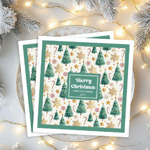 Zeitlose Weihnachtsbäume Erdige Feiertagsserviette Serviette