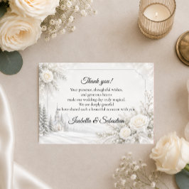 Zeitlose Winterhochzeit Dankeskarte