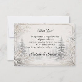 Zeitlose Winterwald-Eleganz-Hochzeit Dankeskarte