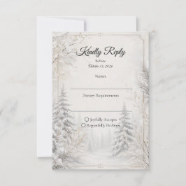 Zeitlose Winterwald-Eleganz-Hochzeit RSVP Karte
