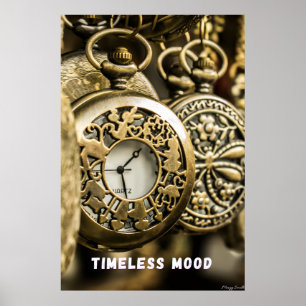 Zeitloser Charme: Vintage-Bronze-Taschenuhr-Kunst Poster