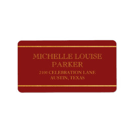 Zeitloser Gold Kardinal Red Personalisiert Adressaufkleber