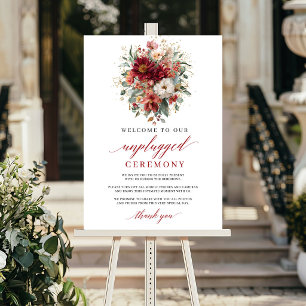 Zeitloser Herbst-Marone-Floral-Unplugged-Zeremonie Poster