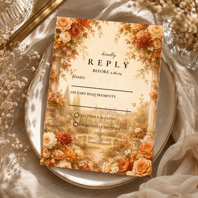Zeitloser Herbstgartenhochzeit RSVP Karte (Von Creator hochgeladen)