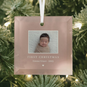 Zeitloser Keepake Editable Color Foto Ornament Aus Glas