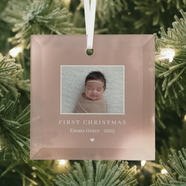 Zeitloser Keepake Editable Color Foto Ornament Aus Glas (Insitu)
