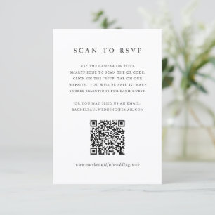 Zeitloser Klassiker QR-Code formelle Hochzeit RSVP Karte