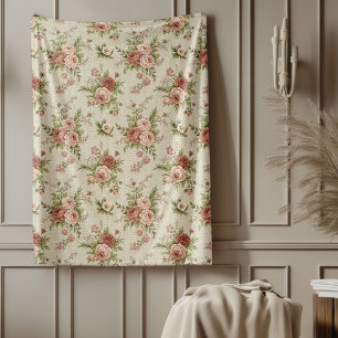 Zeitloser Landhausstil - verblasste Blumen Eleganz Fleecedecke