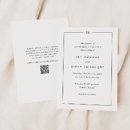 Zeitloser Monogramm-QR-Code Moderne Hochzeit Einladung