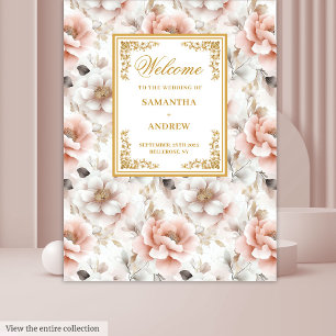 Zeitloser Rosa-Gold-Aquarell-Hochzeitsteppich Wandteppich