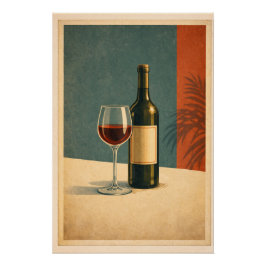 Zeitloser Rotwein Retro-Barwagen Poster