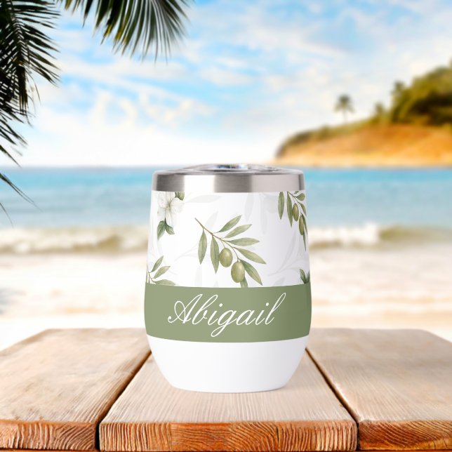 Zeitloser Salbei-Oliv-Wasserfarben-Chic-Name (Strand (gedreht))