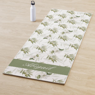Zeitloser Salbei-Oliv-Wasserfarben-Name  Yogamatte