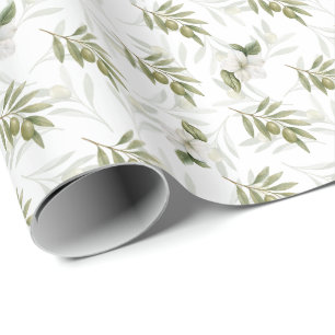 Zeitloser Salbei Oliven Wasserfarbe Chic Geschenkpapier