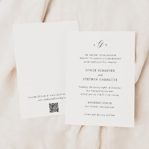 Zeitloser Schwarz-Weiß-QR-Code Elegante Hochzeit Einladung