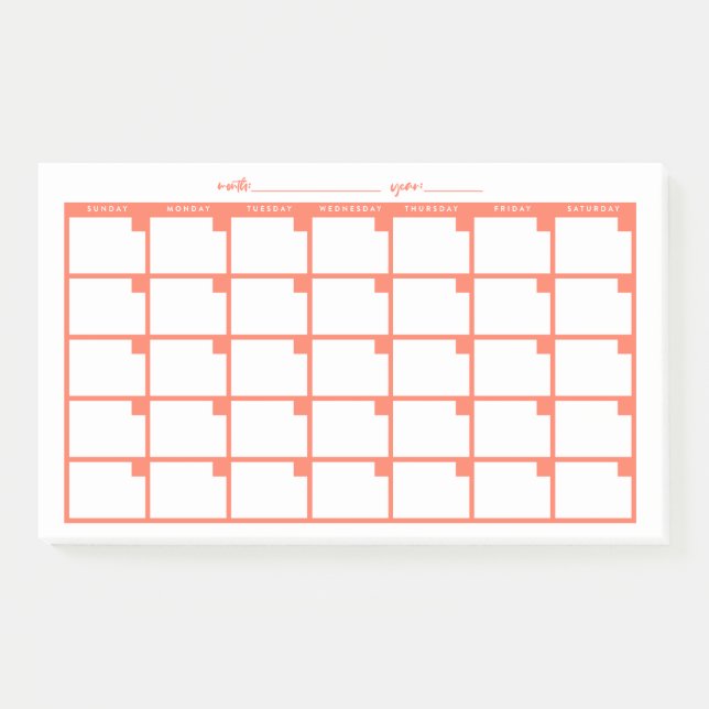 Zeitloser Sticky-Notiz-Kalender - Lachs Post-it Klebezettel (Vorderseite)