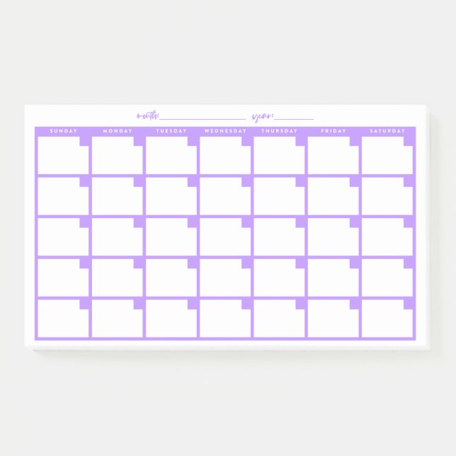 Zeitloser Sticky-Notiz-Kalender - Lila Post-it Klebezettel (Vorderseite)