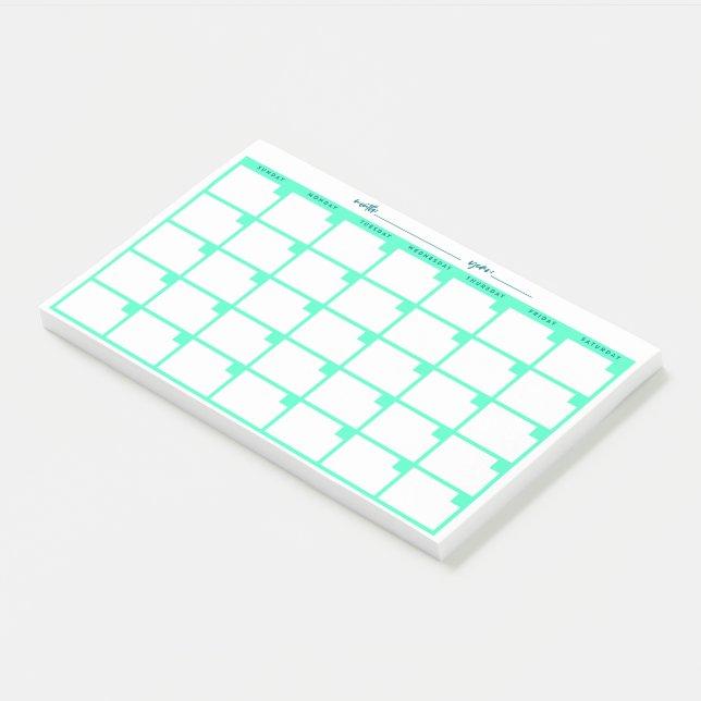 Zeitloser Sticky-Notiz-Kalender - Minze Post-it Klebezettel (angewinkelt)