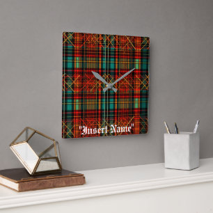 Zeitloser Tweed Quadratische Wanduhr