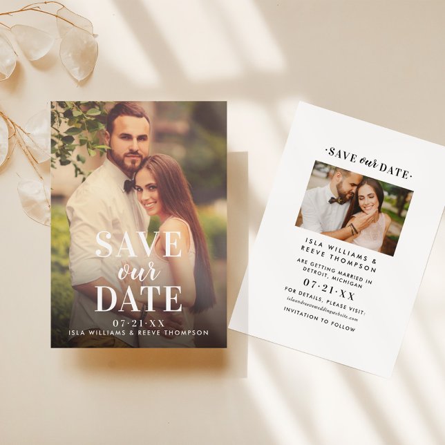 Zeitloser Typ Rette unser Date White Wedding Foto Save The Date (Von Creator hochgeladen)