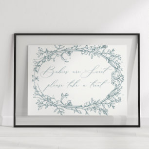 Zeitloser Vintage-Blumen- Baby- Shower- Geschenk i Poster