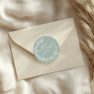 Zeitloser Vintage-Blumen-Grün-Babyshower Runder Aufkleber