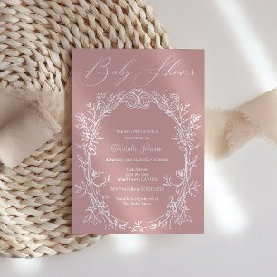 Zeitloser Vintage-Blumenrahmen-Baby-Shower Einladung