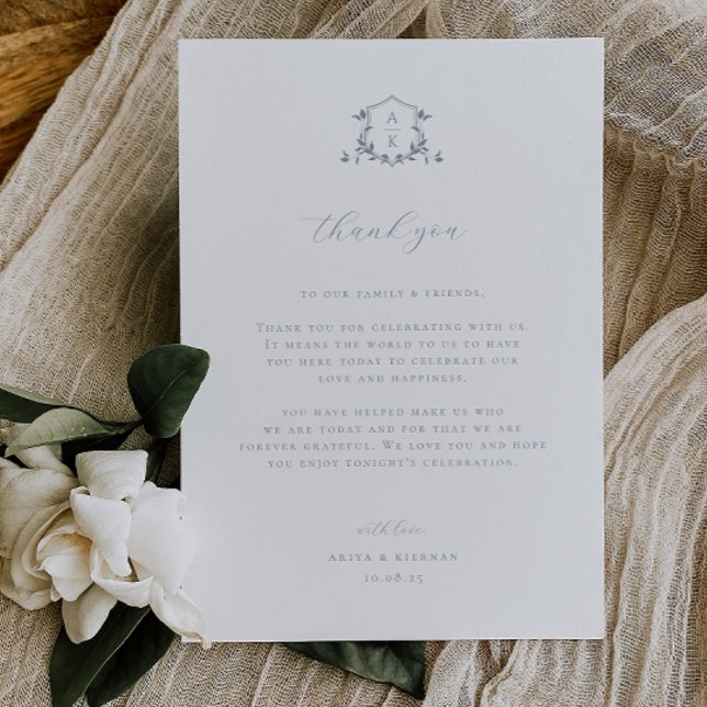 Zeitloser Wappen Empfang Danke Karte (Von Creator hochgeladen)