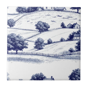 Zeitloses blaues Toile Pastoral Französisches Land Fliese