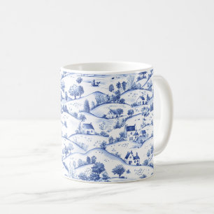 Zeitloses blaues Toile Pastoral Französisches Land Kaffeetasse
