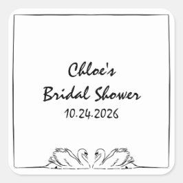 Zeitloses Chic Handgeschriebenes Swan-Brautparty Quadratischer Aufkleber