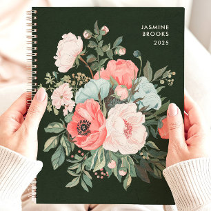 Zeitloses Dunkles Florales Benutzerdefinierter Nam Planer